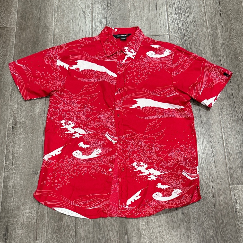 Rusty Red and White Men's Casual Shirt